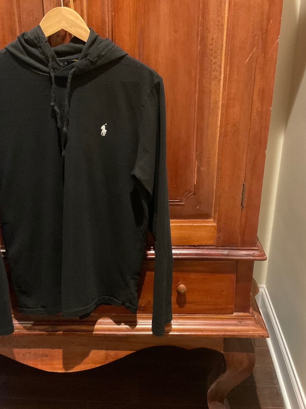 Polo Ralph Lauren Men’s Long -Sleeve   Hooded T-Shirt , Color Black, Size S